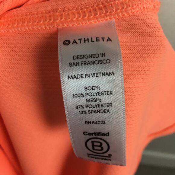 Athleta Neon Orange Sleeveless Collared Top Small Tall - Picture 7 of 9